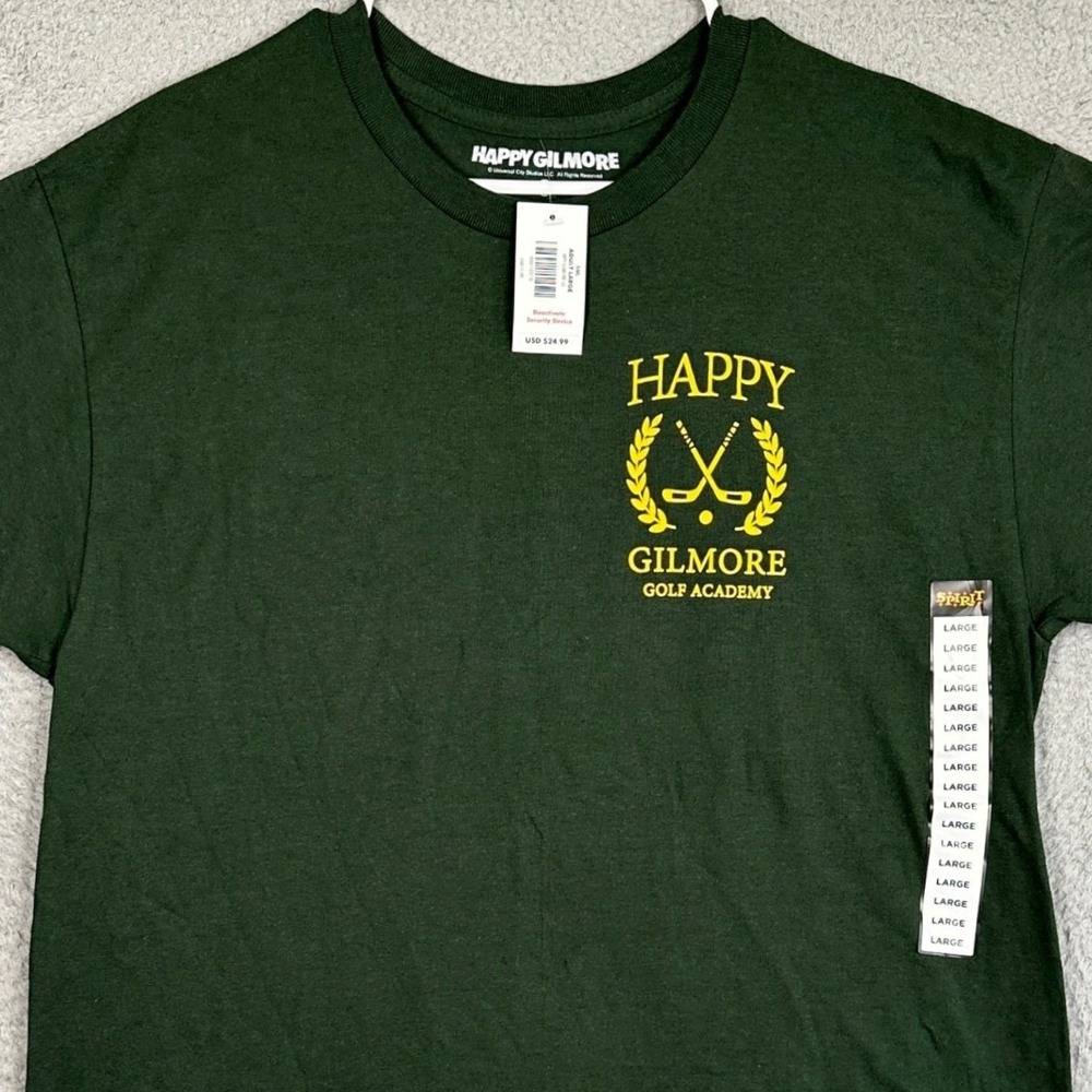 NEW Happy Gilmore T-Shirt Mens Large Green Golf Academy Graphic Tee Short Sleeve